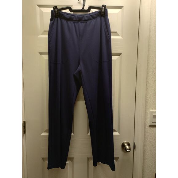 Woman Within Size 14W Navy Blue Pull On Stretch Lounge Comfort Pants w Pockets - Picture 1 of 5
